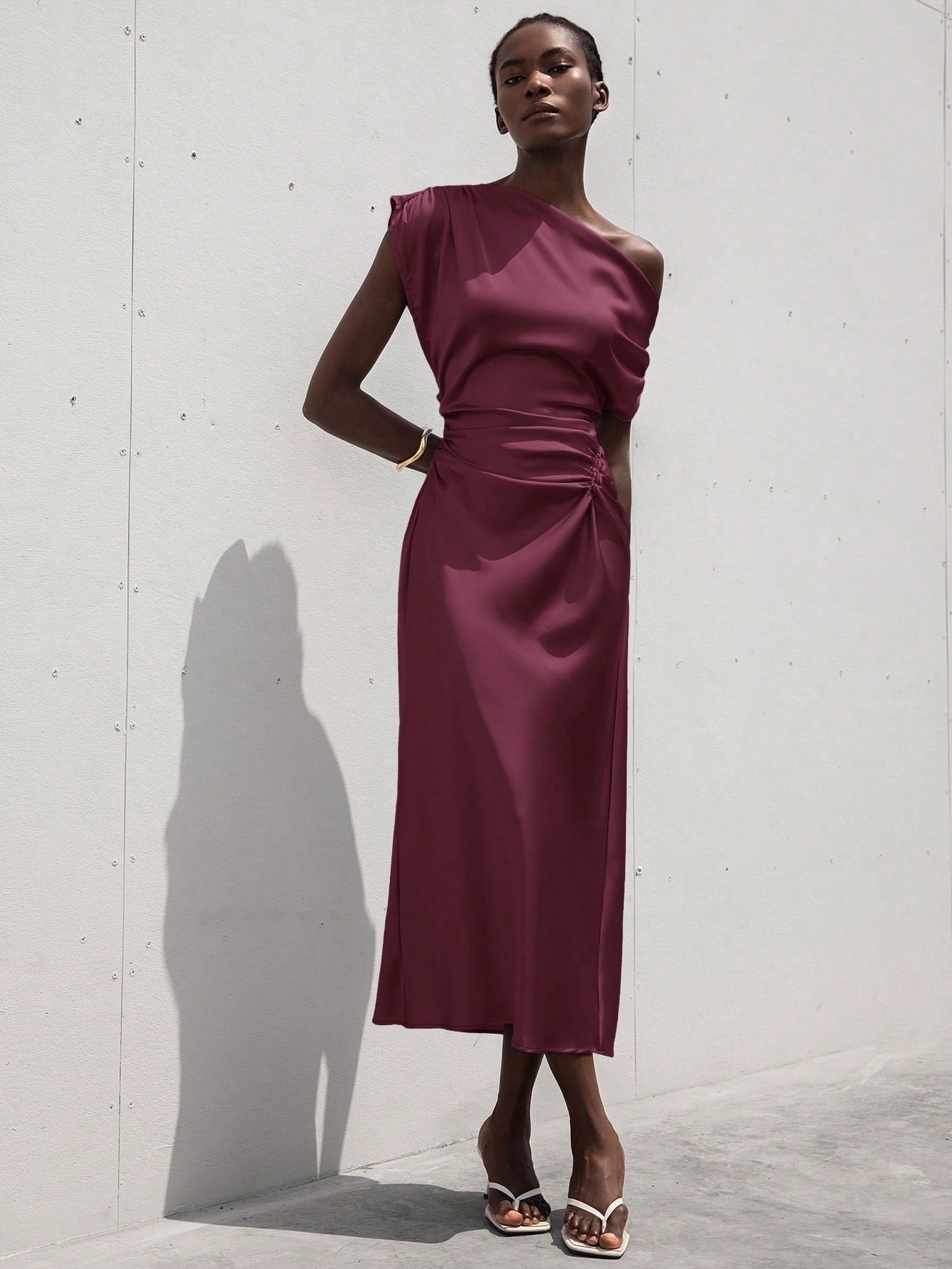 Burgundy Satin Dress