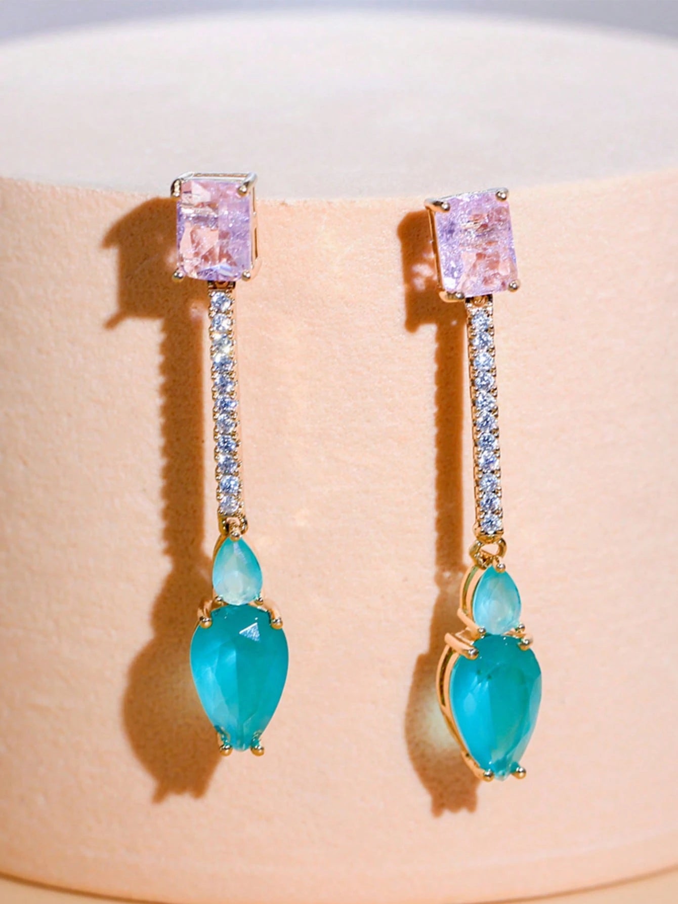 Pendant Blue and Pink Earrings