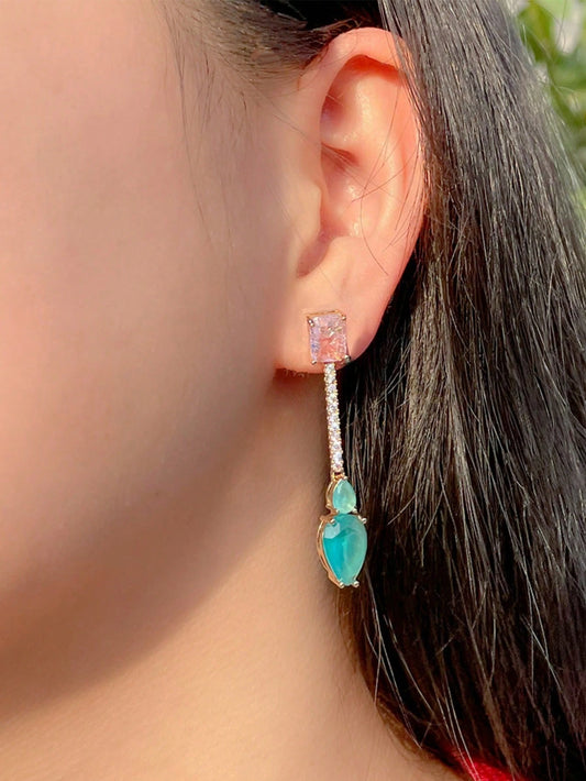 Pendant Blue and Pink Earrings