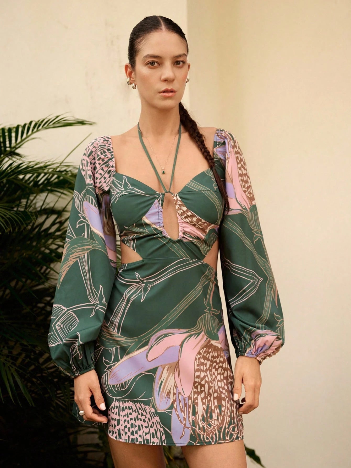 Printed green dress