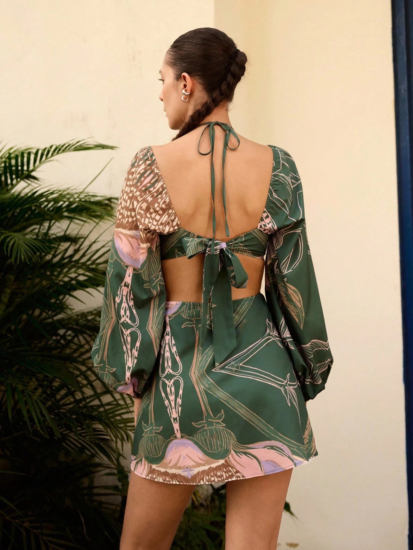 Printed green dress