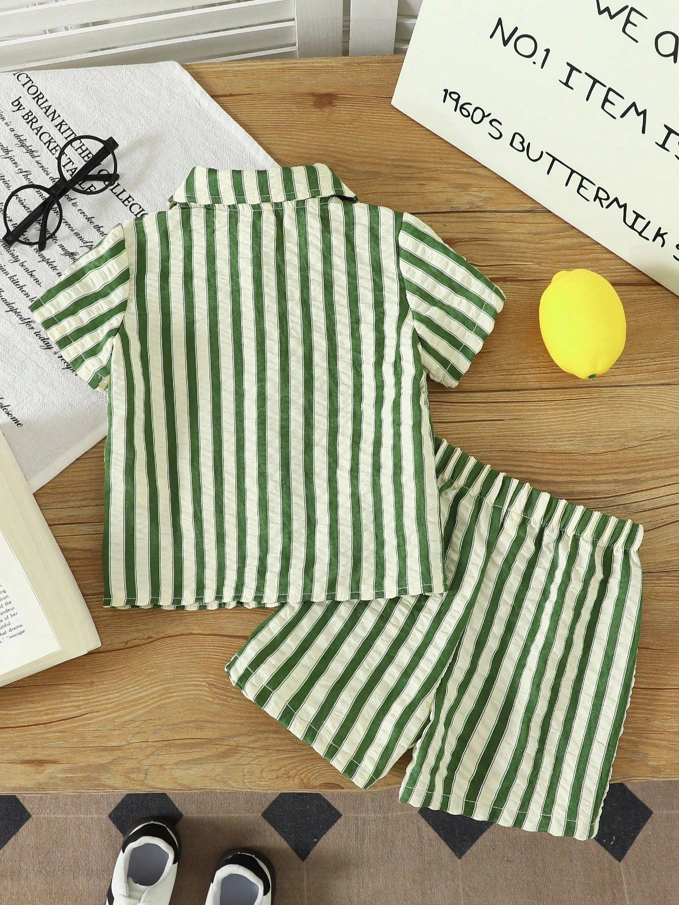 Boys' Striped Shirt And Shorts Set