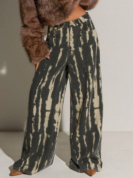 Printed Wide Jeans