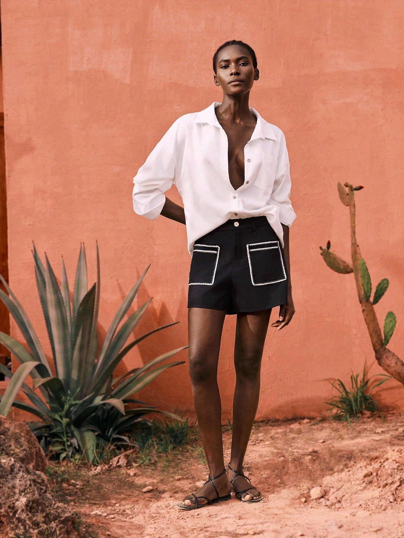 Embroidered Black Shorts