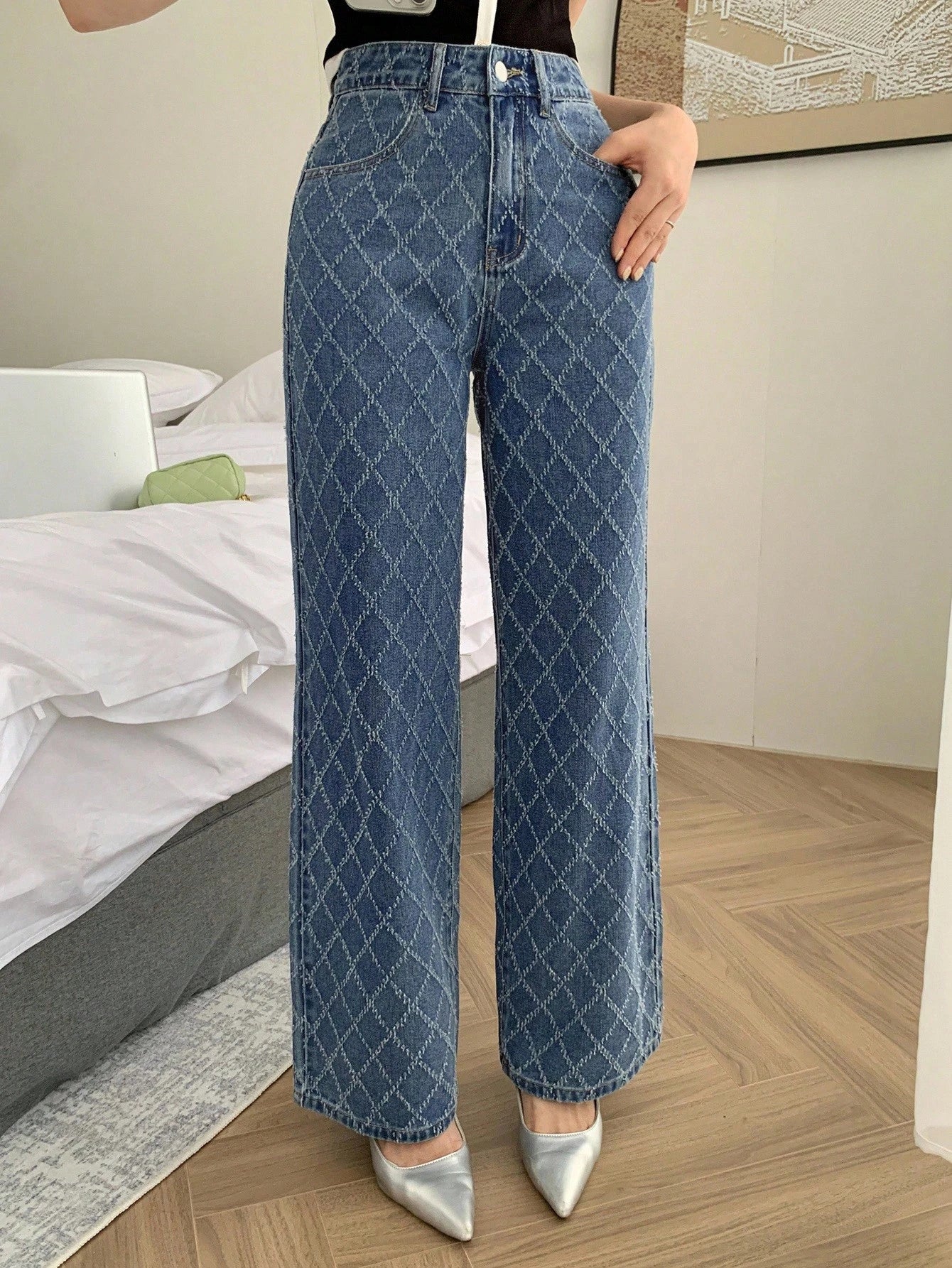blue pattern jean