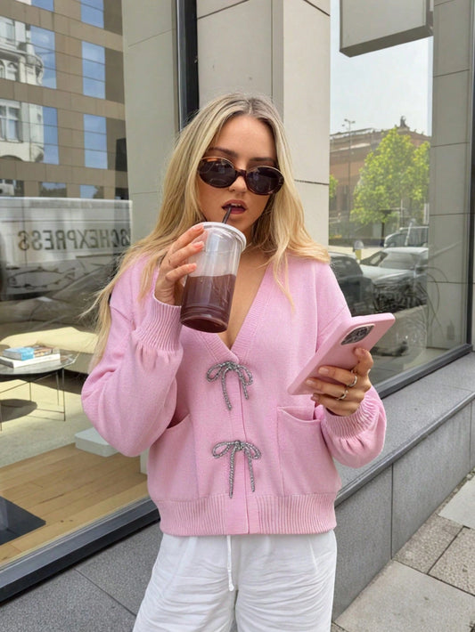 Pink Cardigan with Bows
