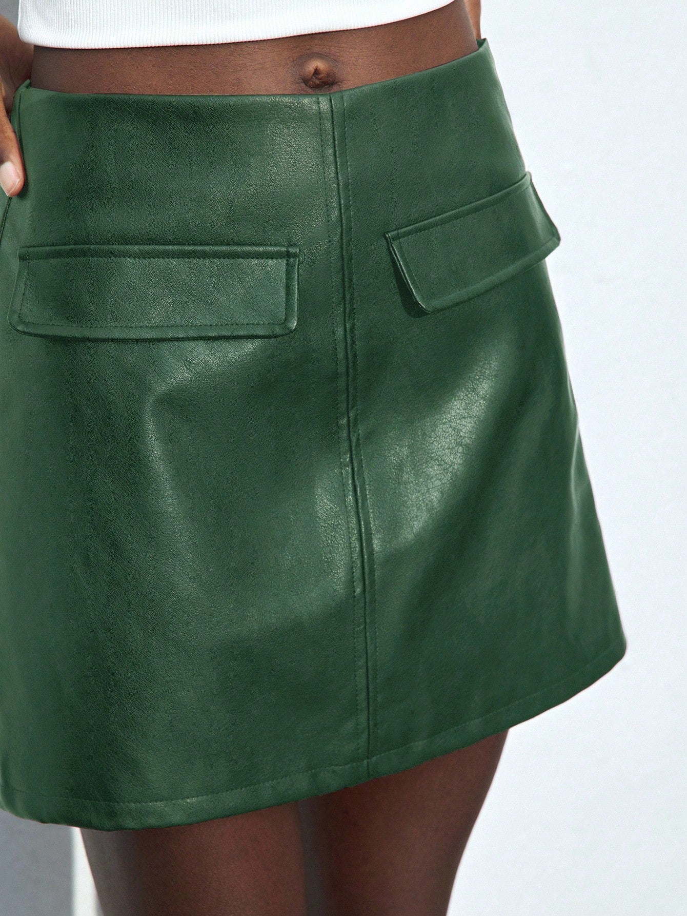 Faux Leather Green Skirt