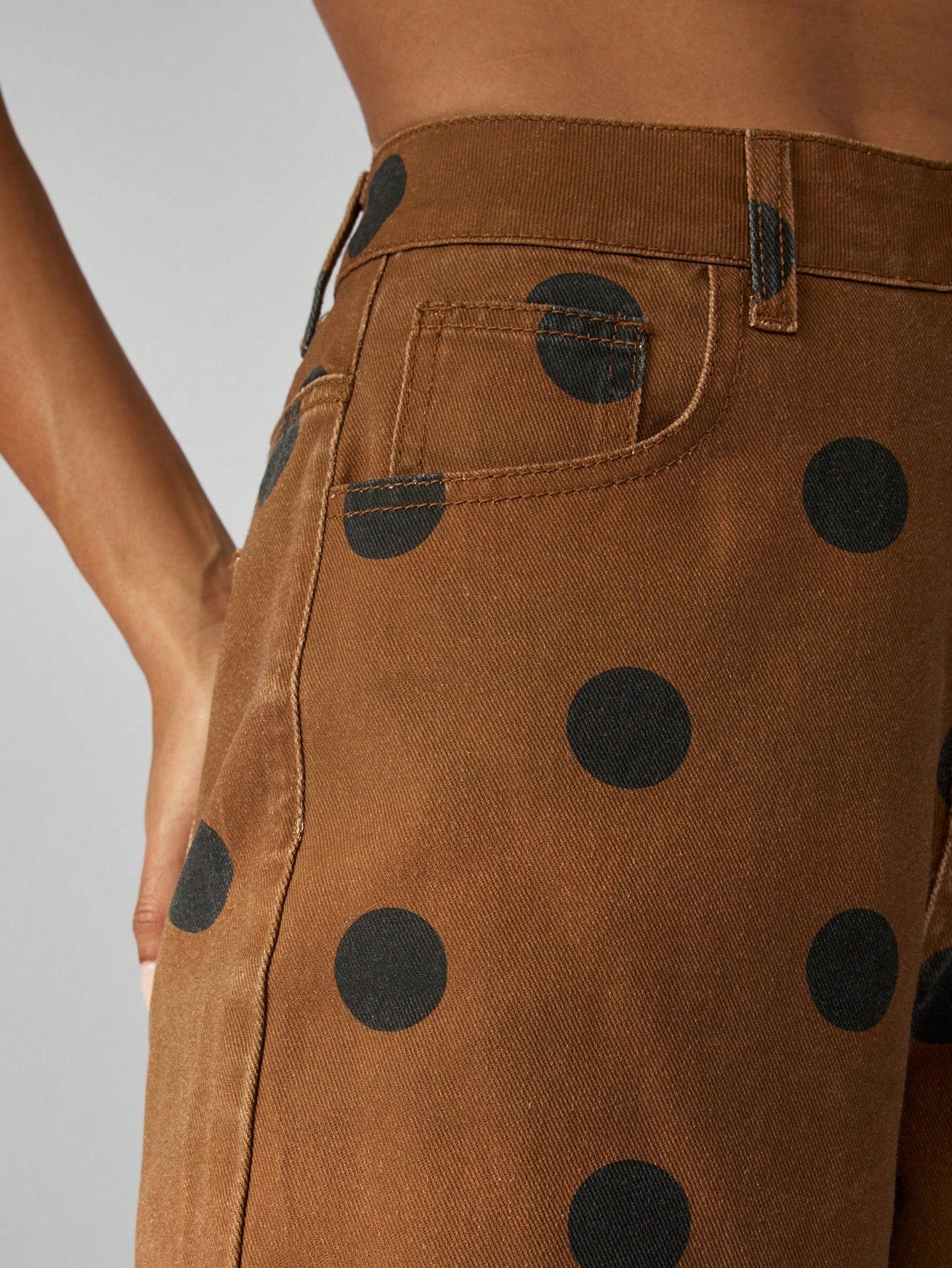 Wide Leg Polka Dot Jeans High Waisted