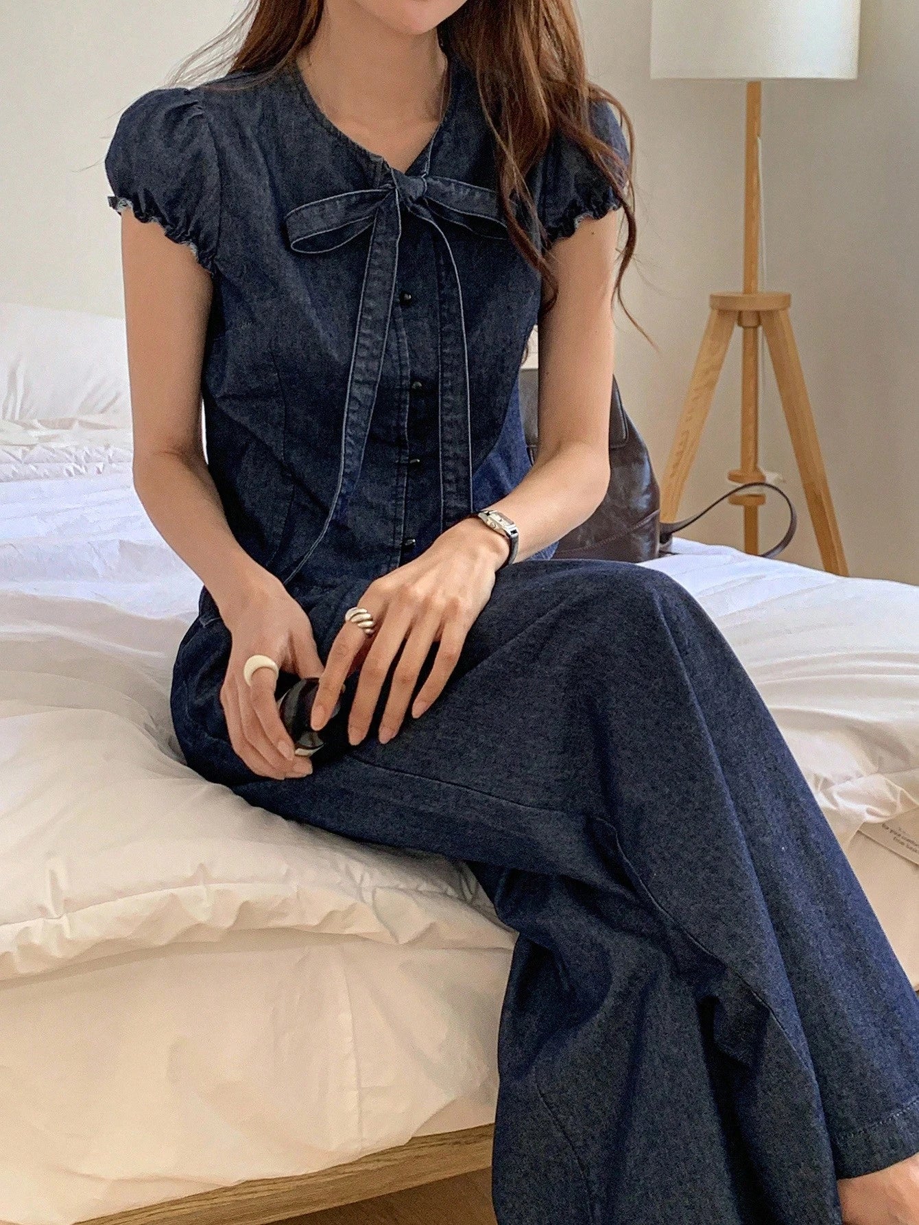 Denim Shirt And Straight Leg Jeans Set