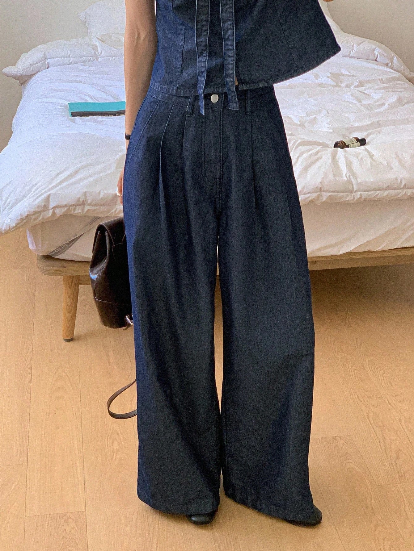 Denim Shirt And Straight Leg Jeans Set