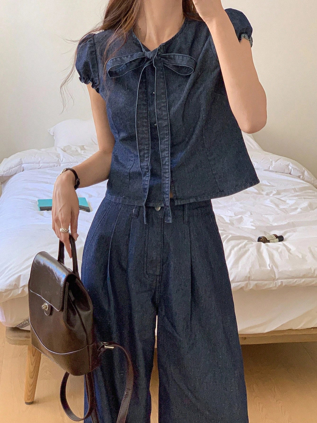Denim Shirt And Straight Leg Jeans Set