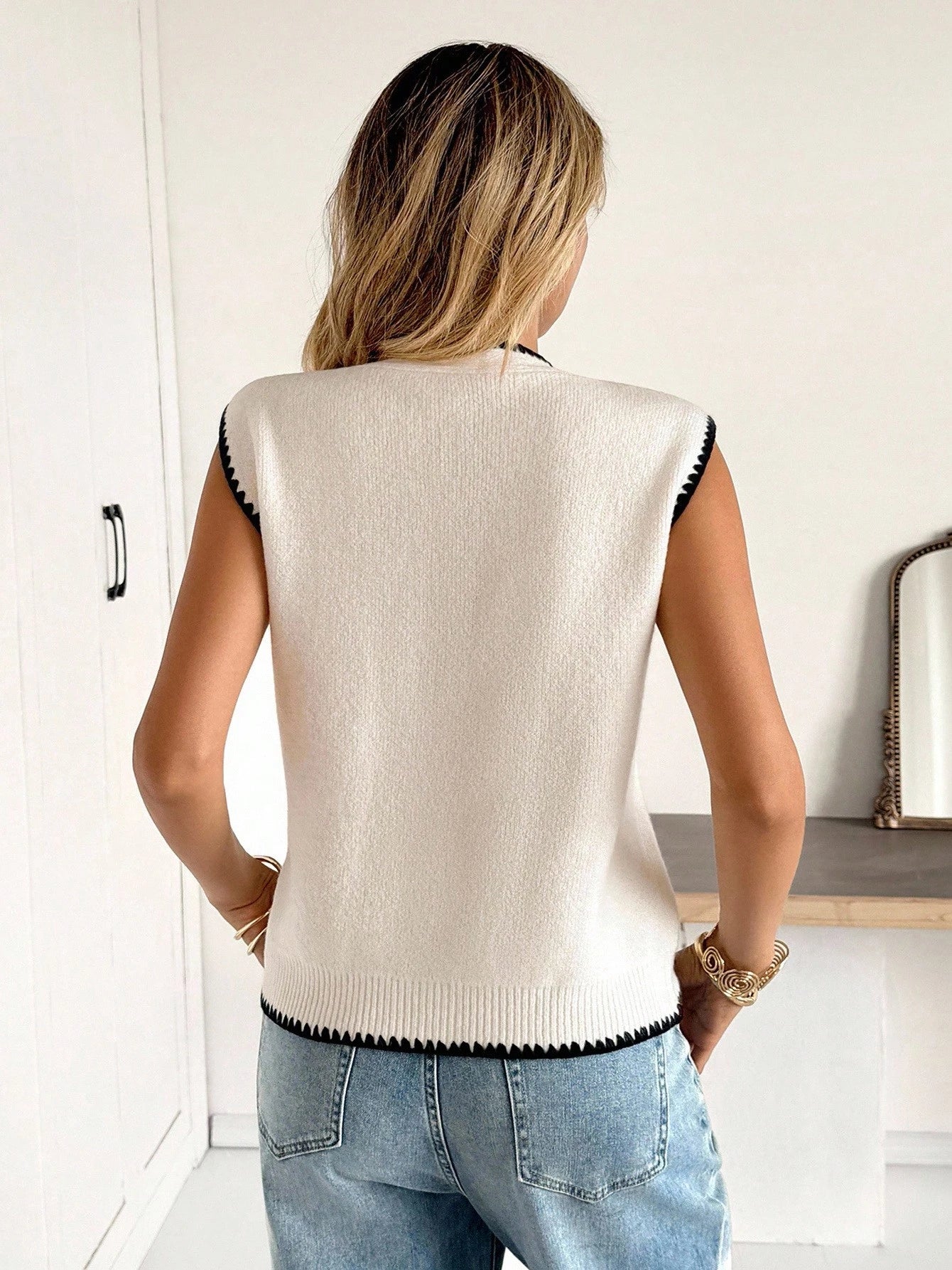 Knit Black and White Vest