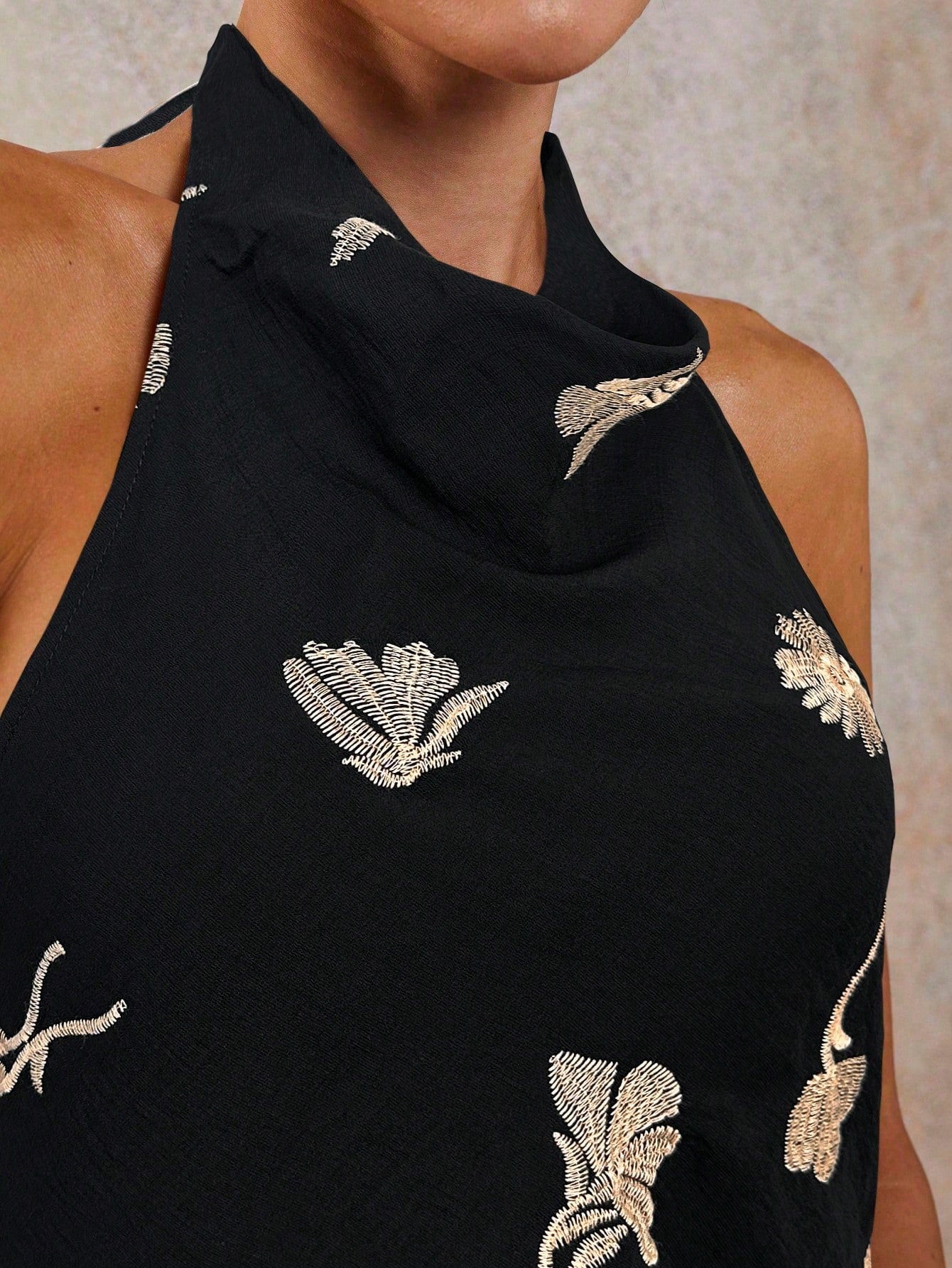 Halter Black Printed Set