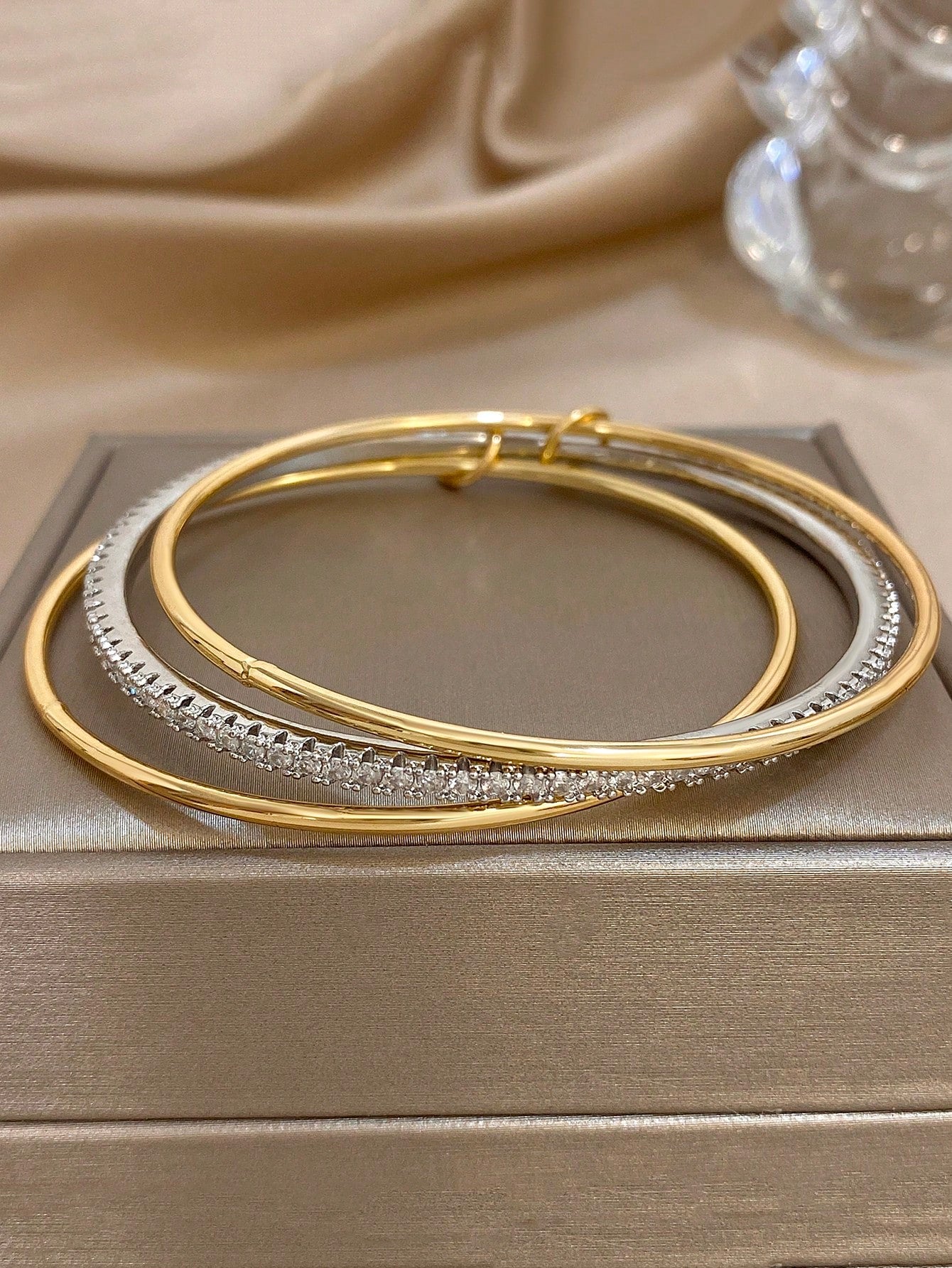 Golden and Color Silver Attached Stainless Steel Bangle