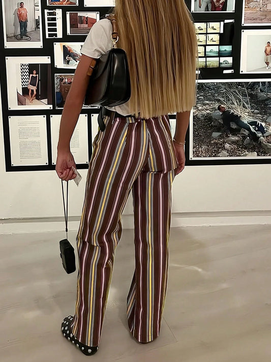 Striped Contrast Color Pants