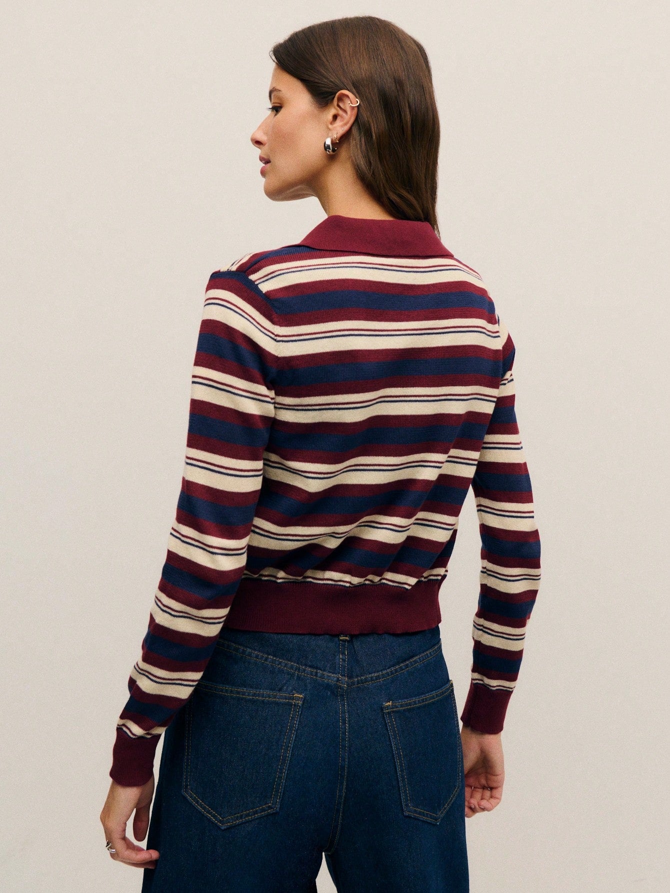 Striped Knit Cardigan With Button Front