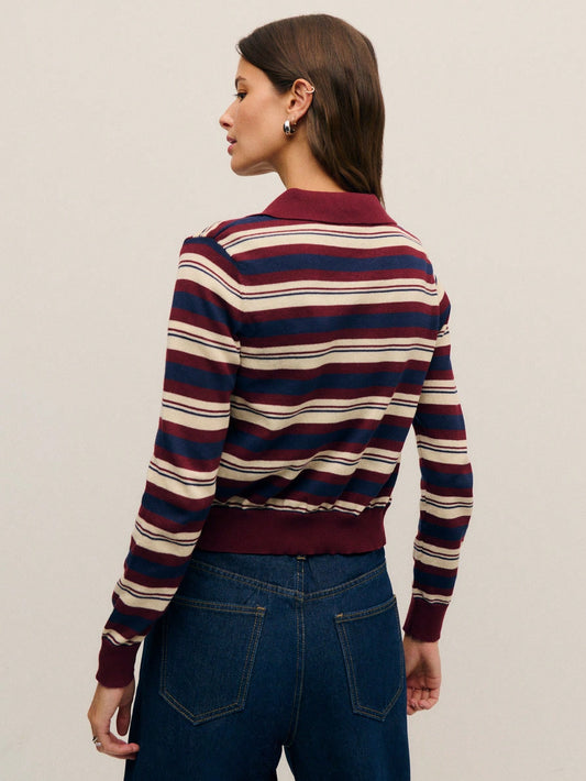 Striped Knit Cardigan With Button Front