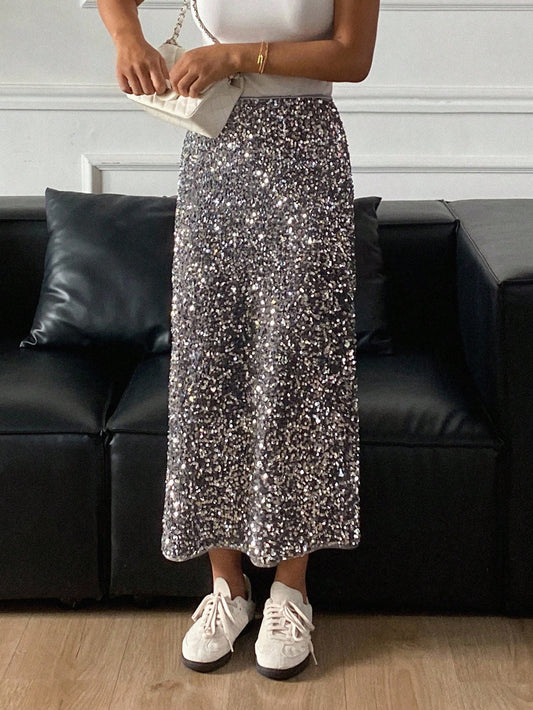 Sequins Silver Skirt