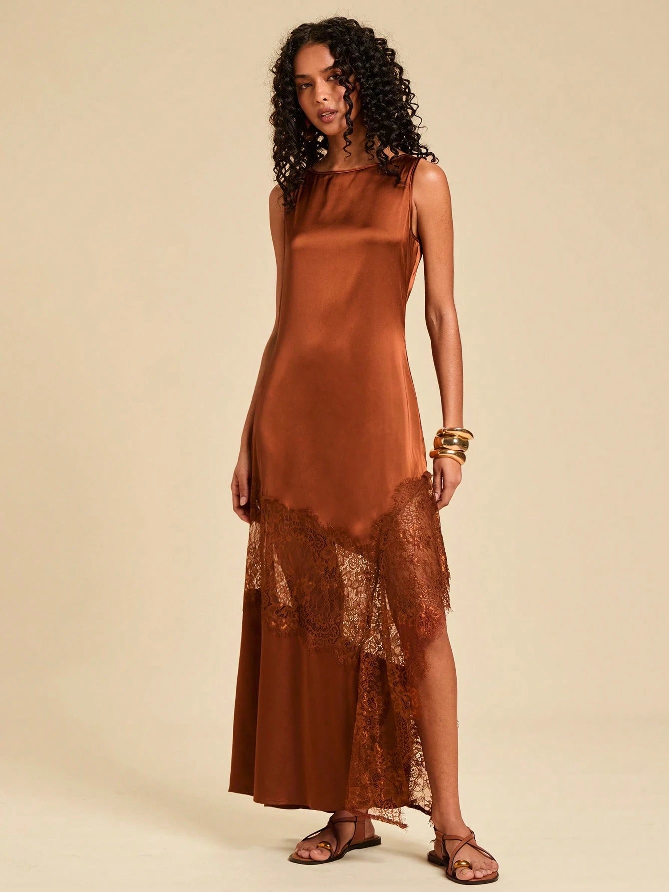 Silky Dress with Lace