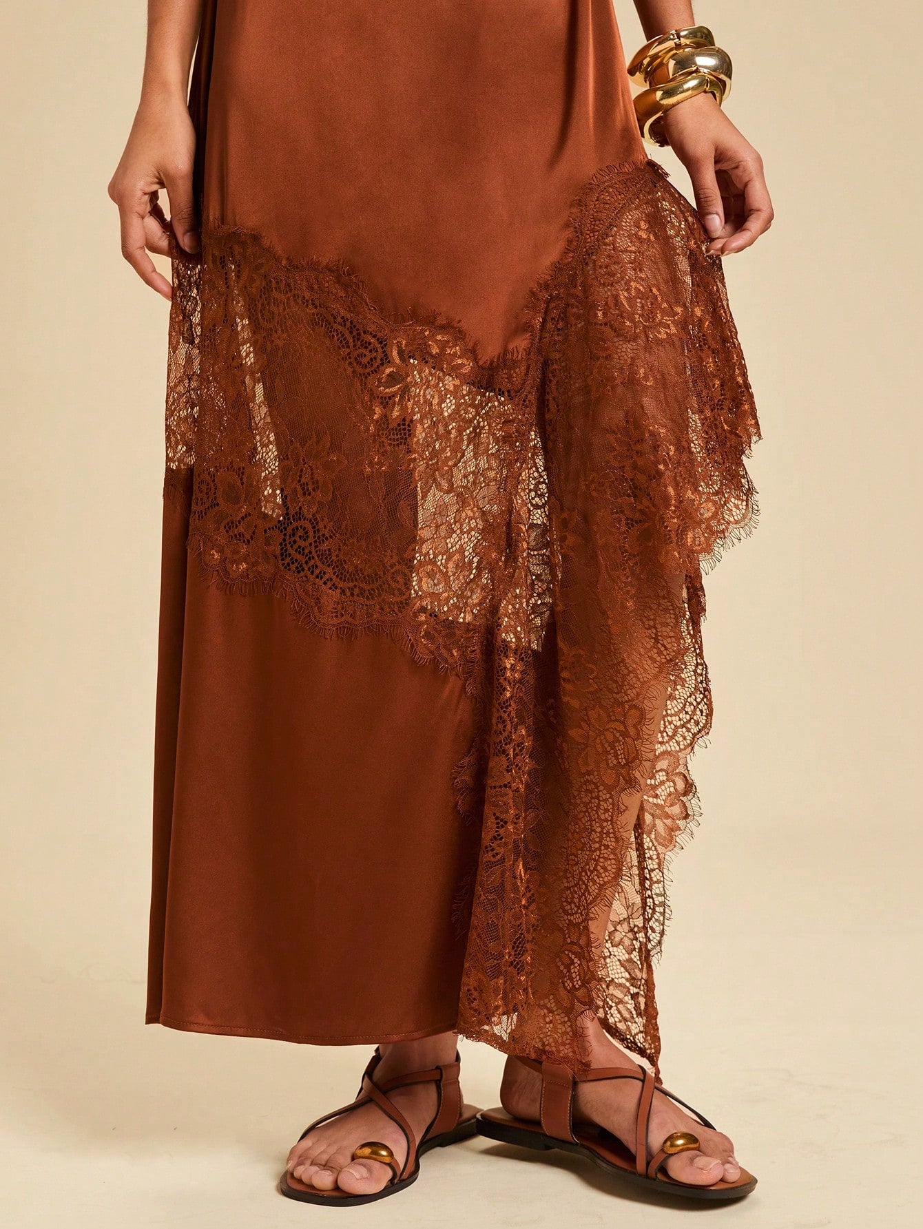 Silky Dress with Lace
