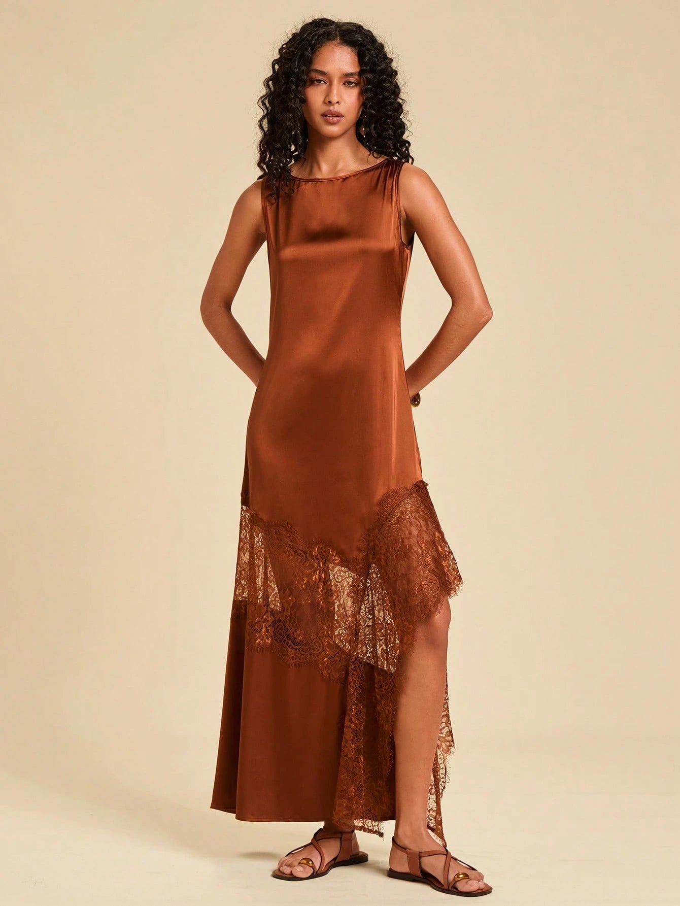 Silky Dress with Lace