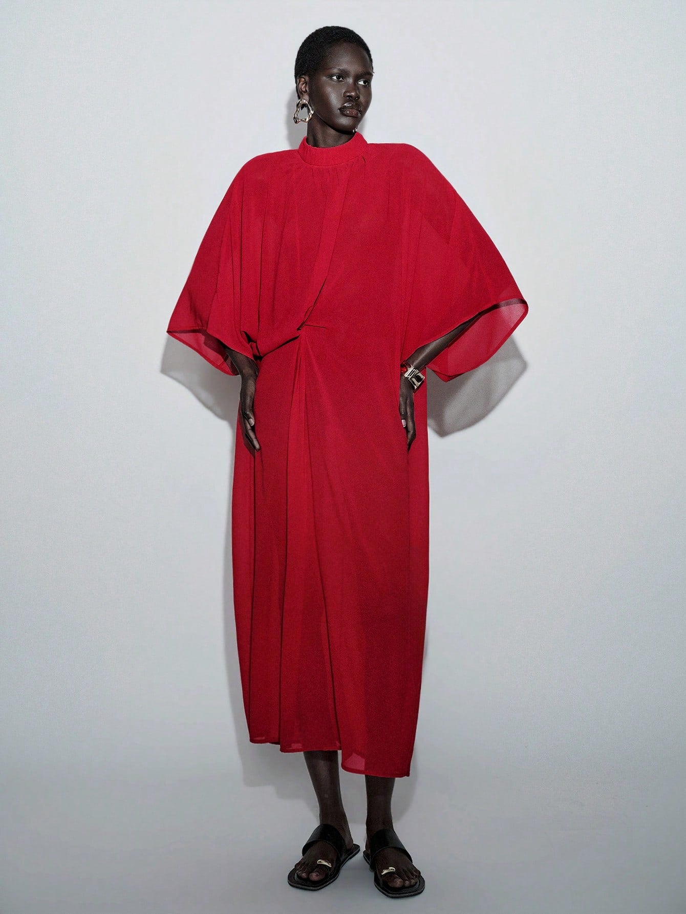Twist Waist Maxi Red Dress