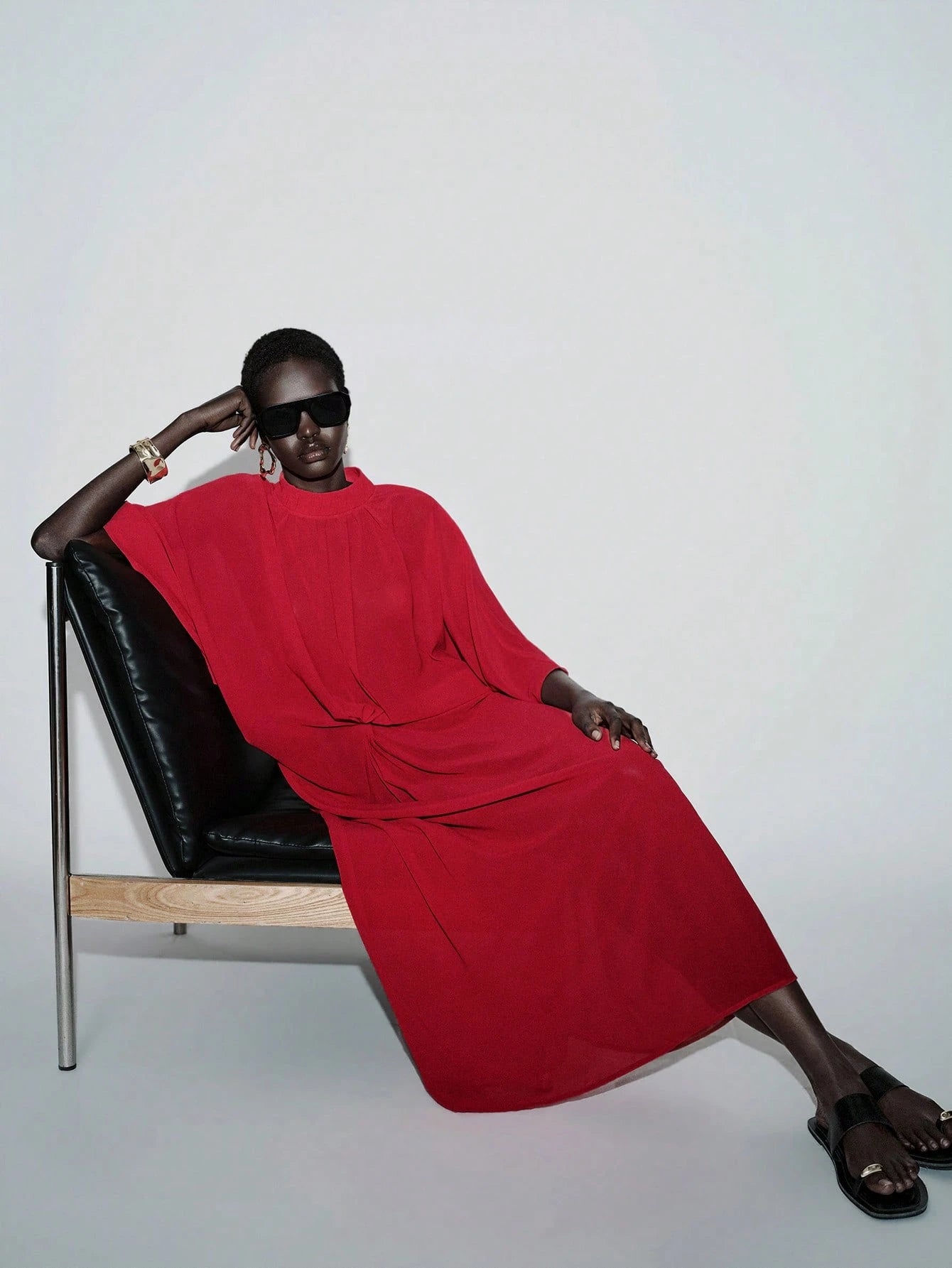 Twist Waist Maxi Red Dress