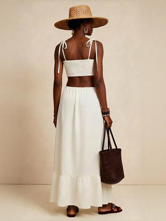 Coconut Tree Print Cut Out Dress