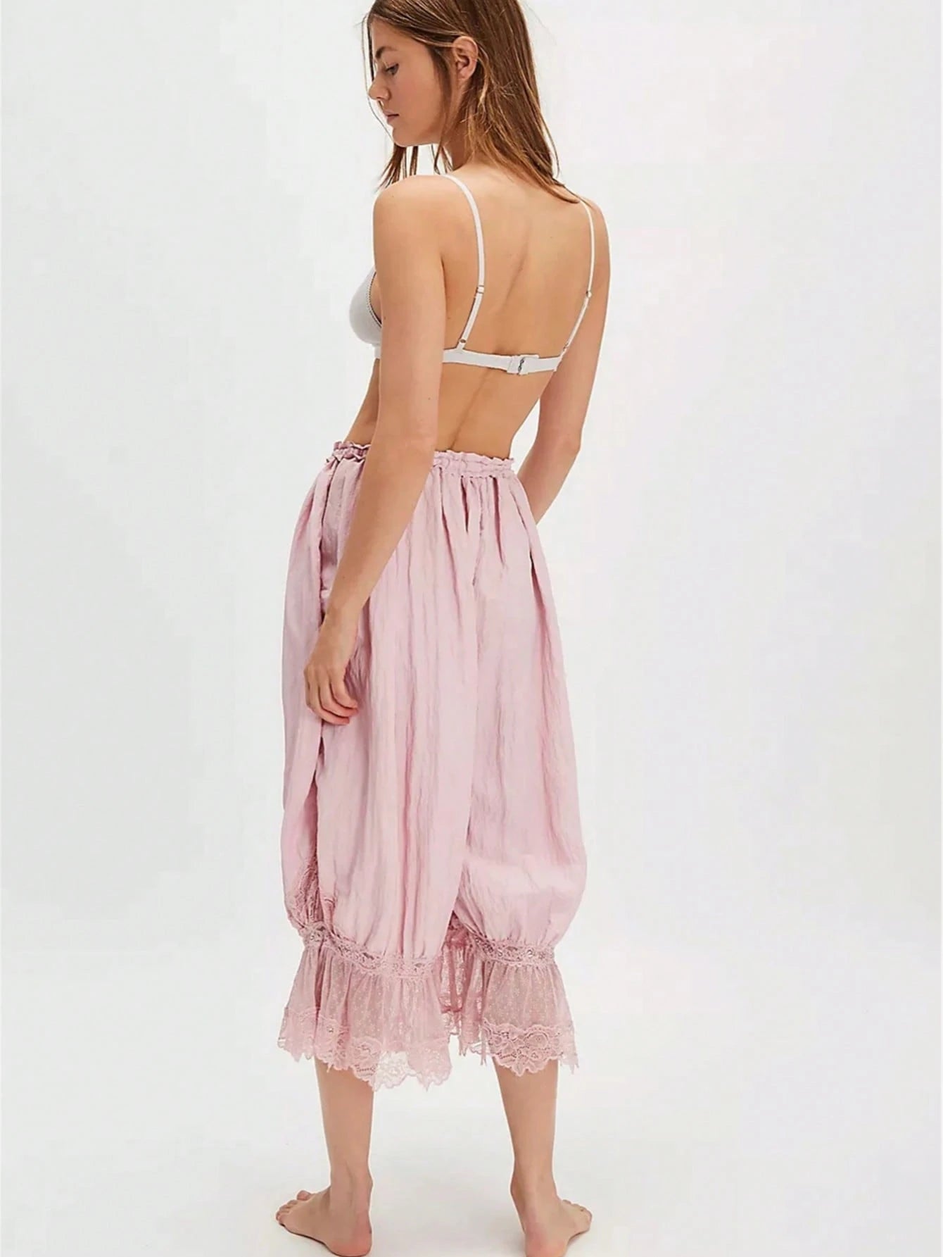 Pink Lace Loose Pants