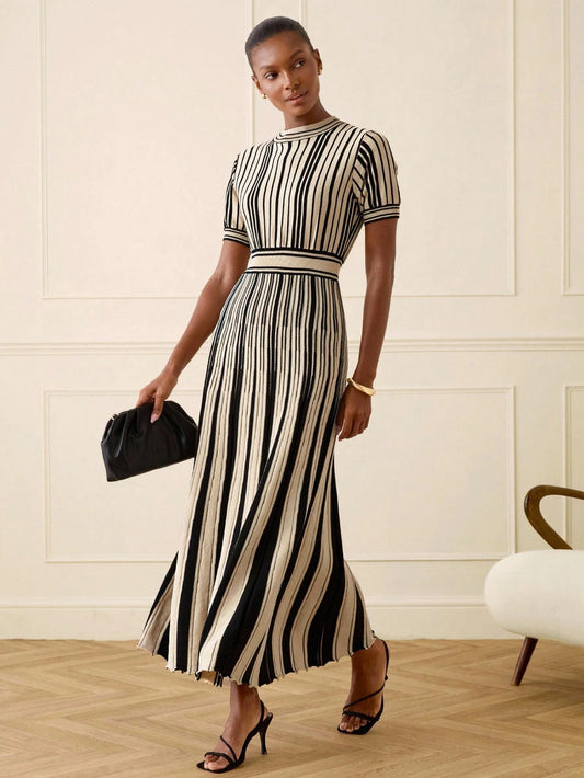 Multicolor Knitwear Long Sweater Dress