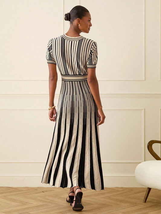 Multicolor Knitwear Long Sweater Dress