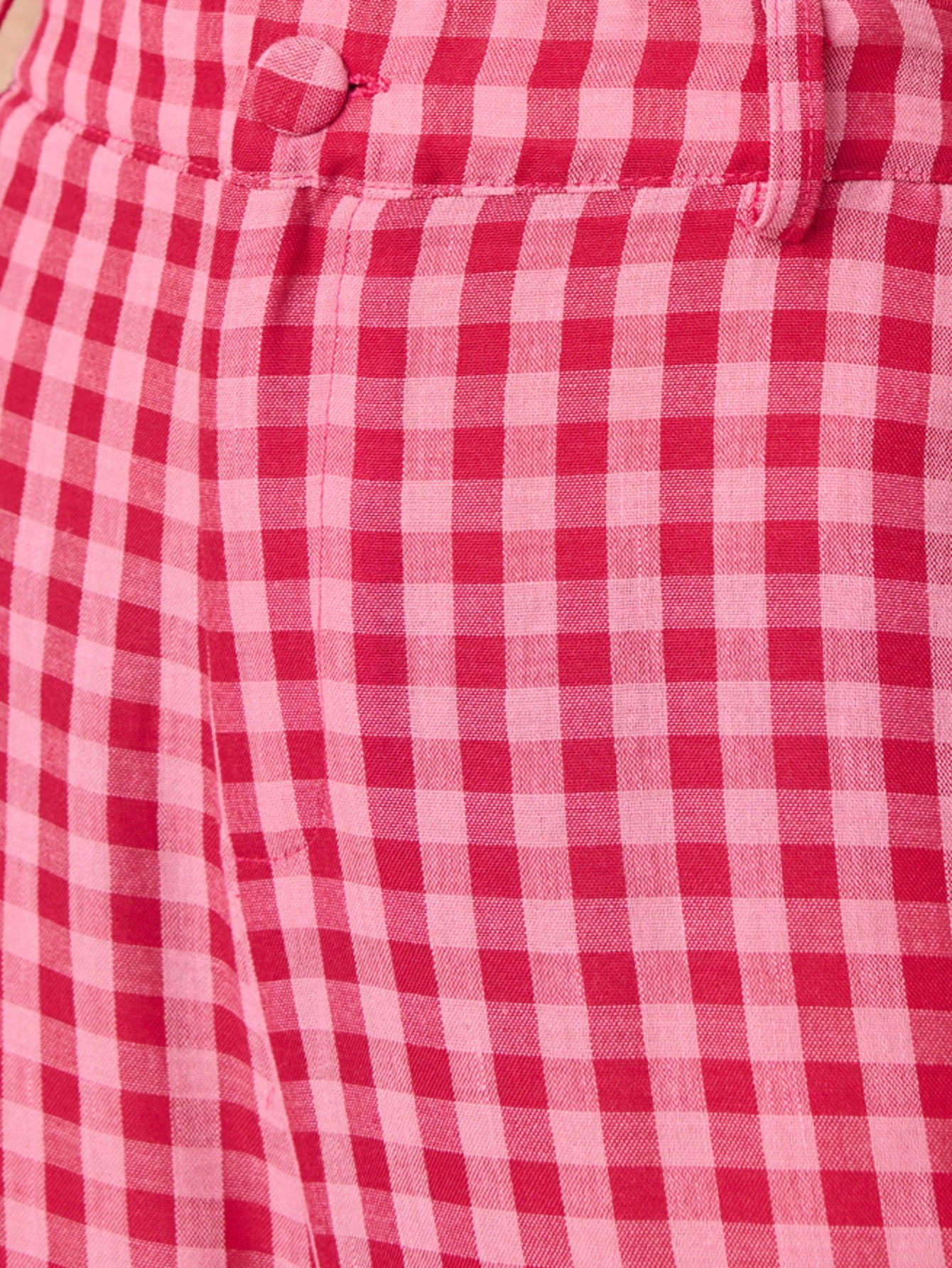 High Waist Pants In Red And Pink Checks