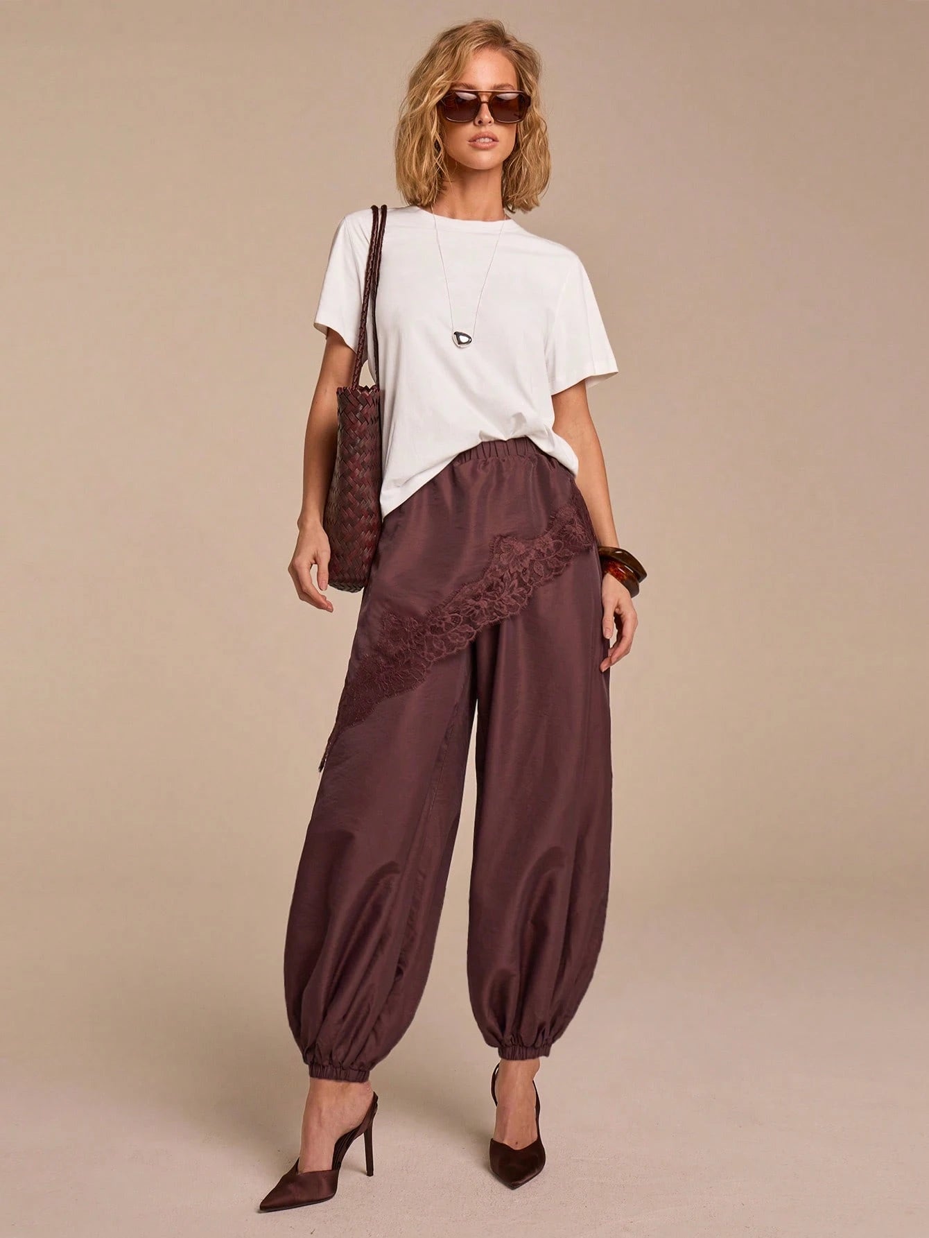 Lace Patchwork Balloon Pants