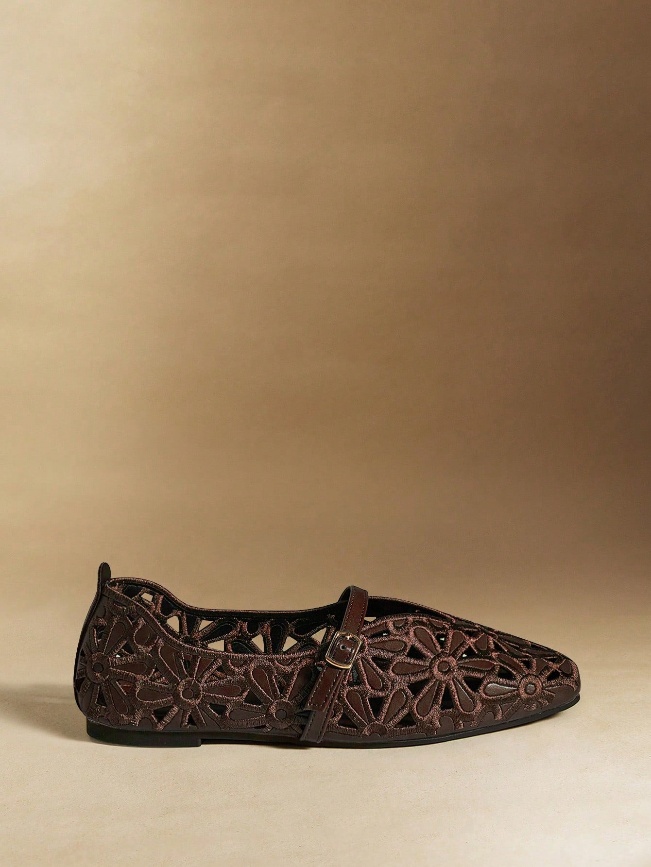 Floral Brown Flats