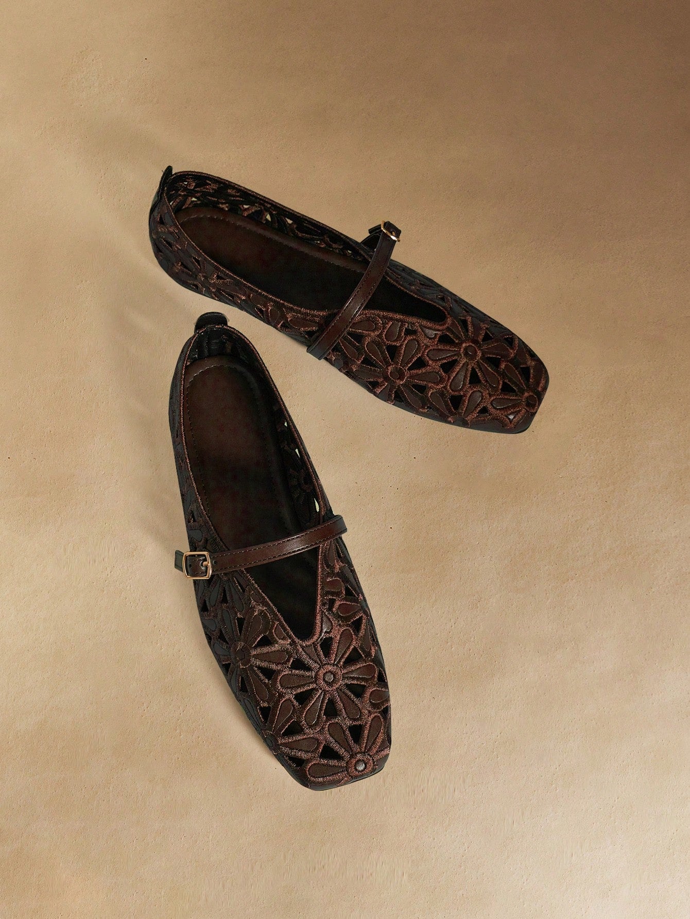 Floral Brown Flats
