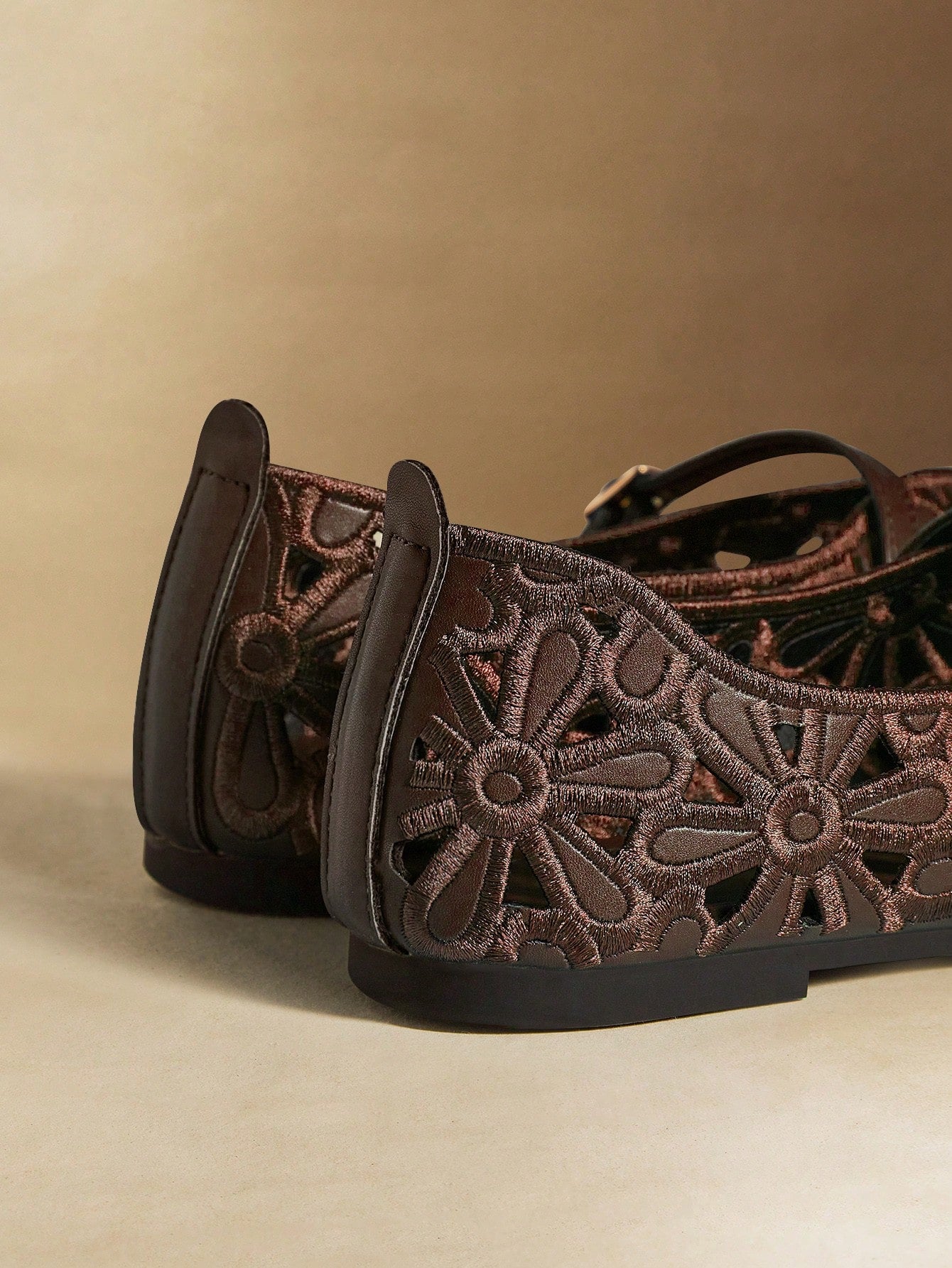 Floral Brown Flats