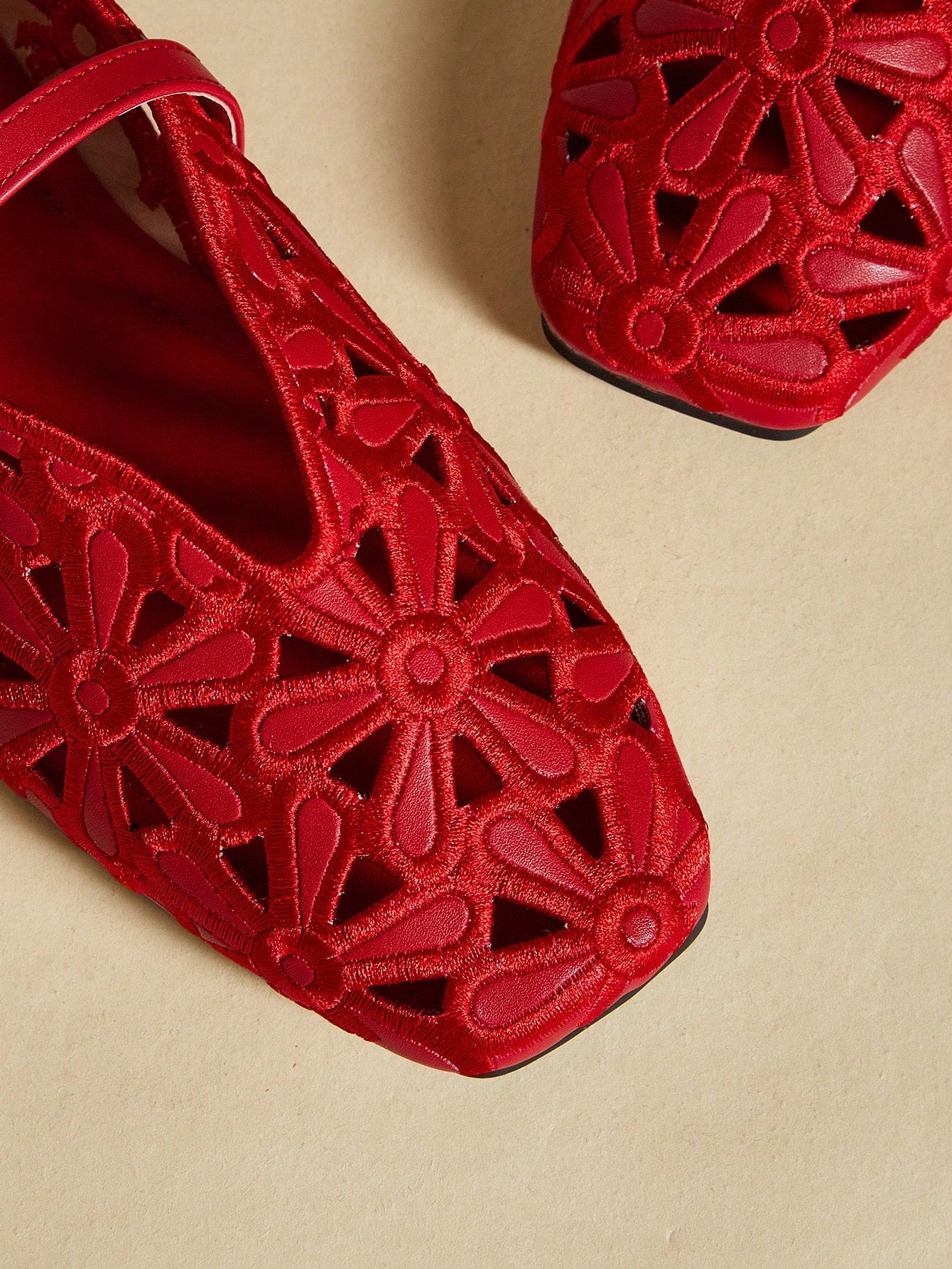 Floral Red Flats