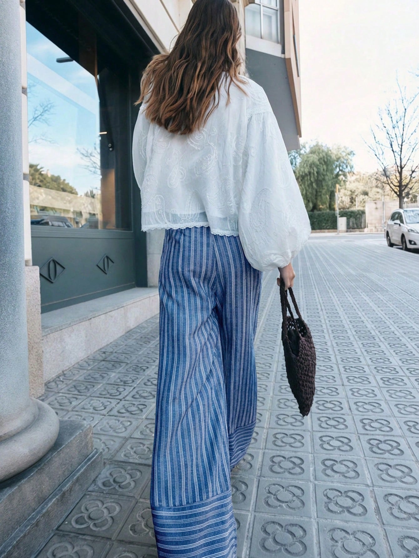 Blue Striped Pants