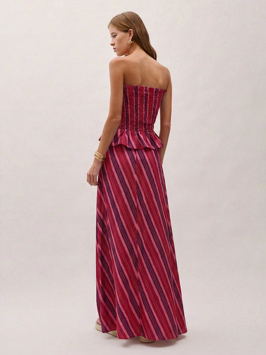 Striped Top and Skirt Set