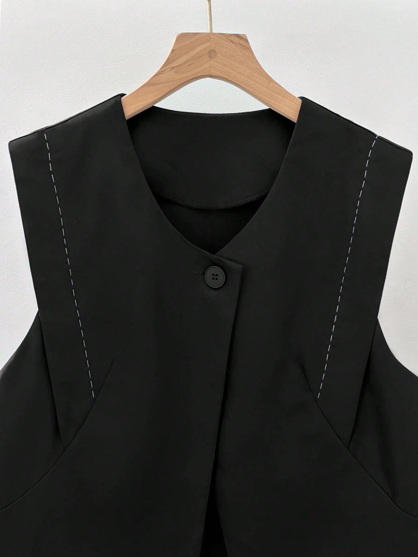 Topstitching Black Vest