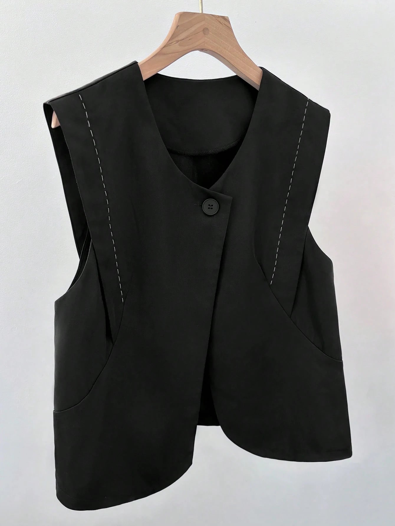Topstitching Black Vest
