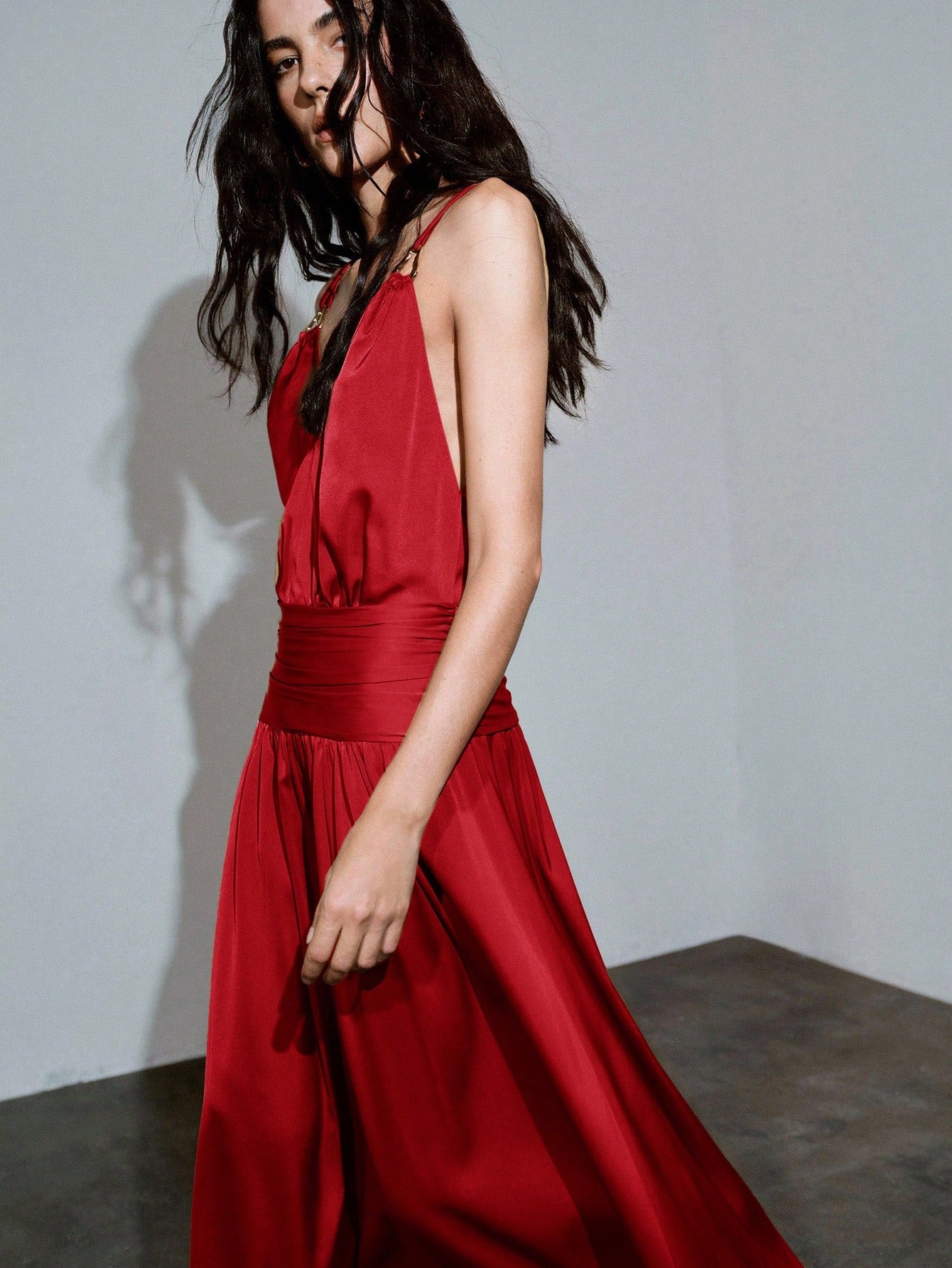Red Satin Long Dress
