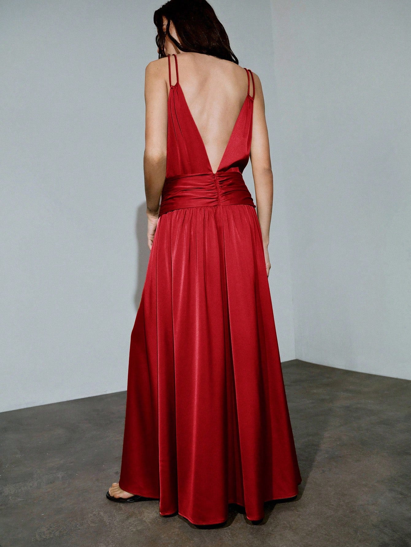 Red Satin Long Dress