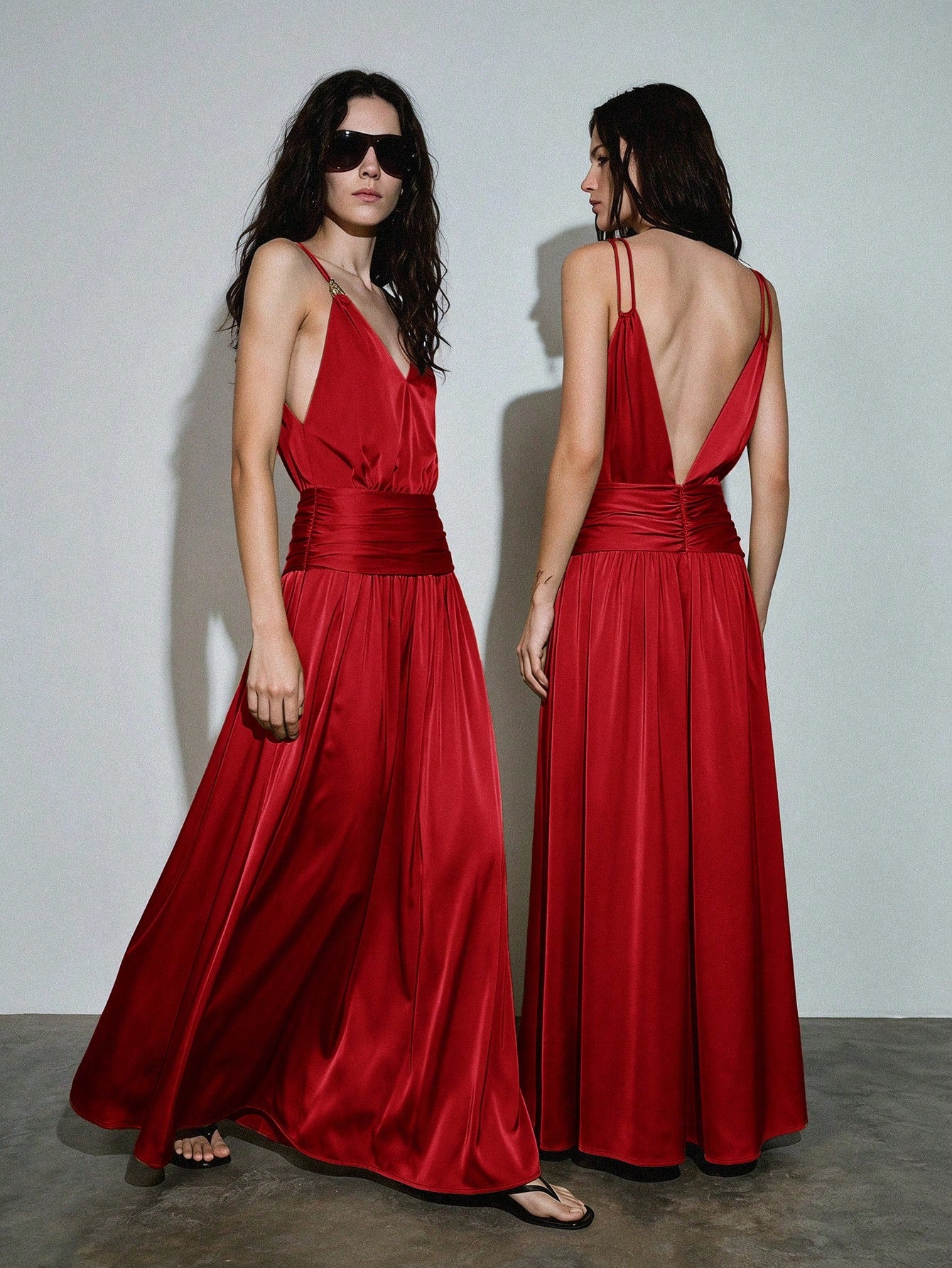 Red Satin Long Dress