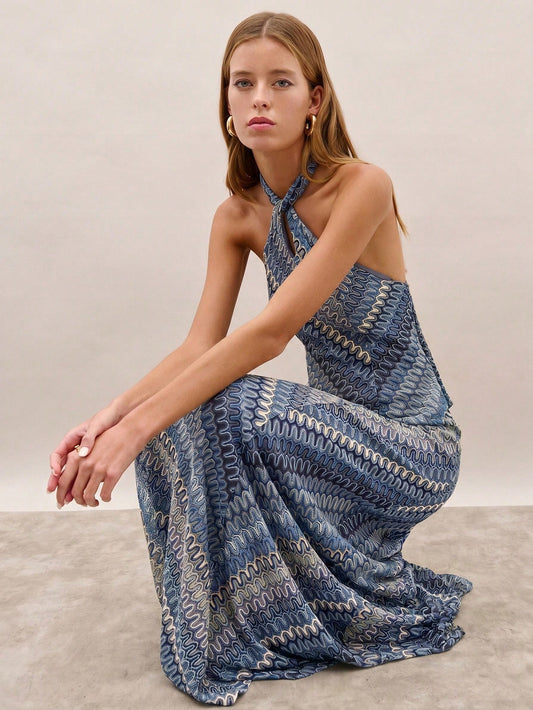 Blue Zig zag Dress