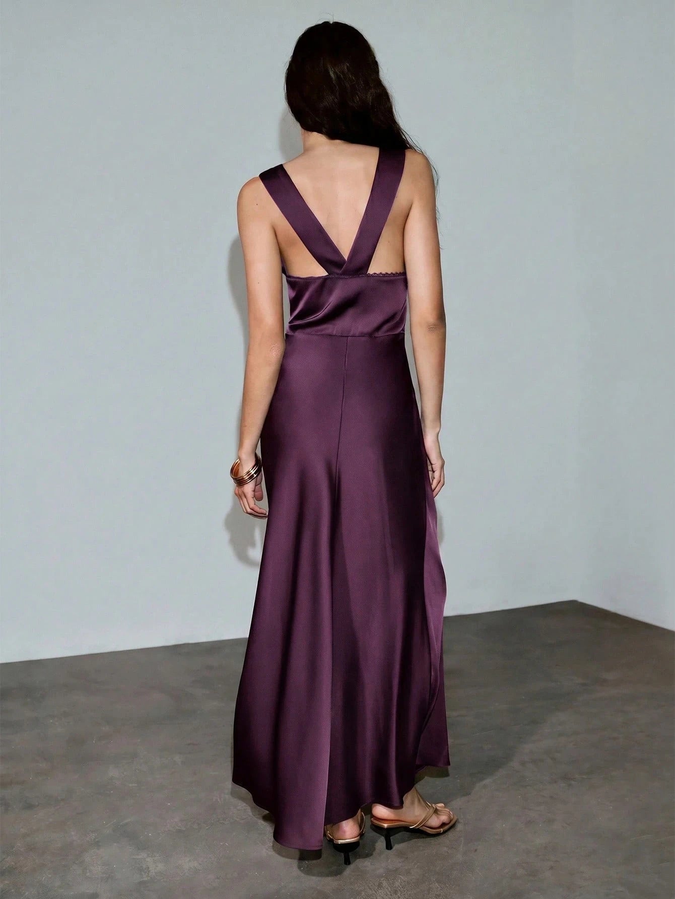 Lace Satin Purple Dress