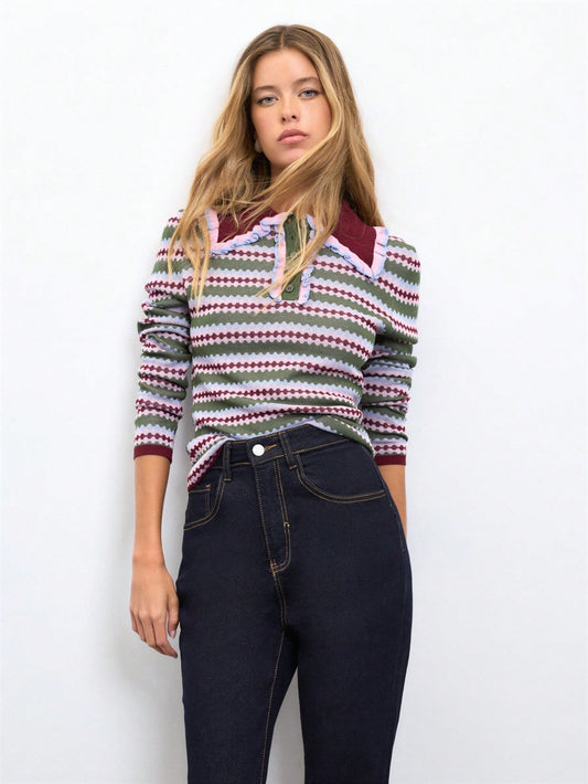 Colorful Striped Knit Top