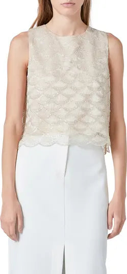 Champagne Beaded Top