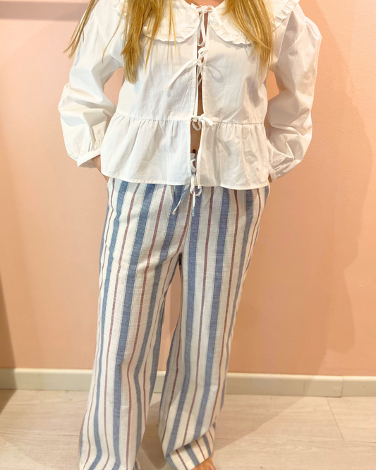 Linen Blue Stripes Pants