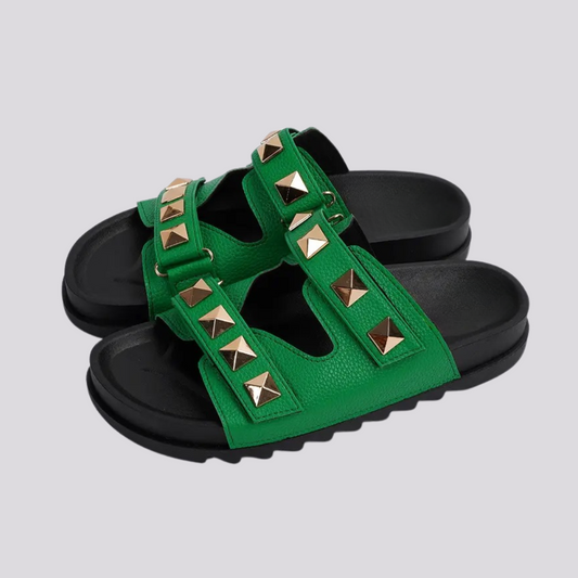 Green Studded Chunky Sandal